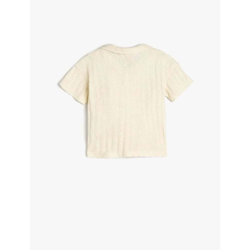 Erkek Bebek Pamuklu Tek Cepli Oversize Polo Yaka Tişört 5SMB10096TK - KOTON - EKRU - 3-4 YAŞ