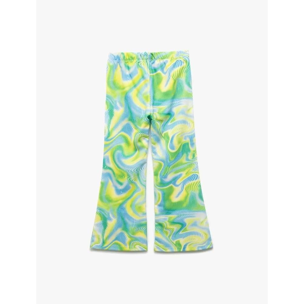 Kız Çocuk Beli Lastikli Desenli İspanyol Paça Pantolon 5SKG40076AK - KOTON - YEŞİL - 6-7 YAŞ