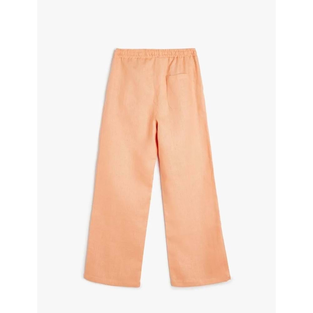 Kız Çocuk Beli Bağcıklı Bol Paça Basic Keten Pantolon 5SKG40106AW - KOTON - PEMBE - 5-6 YAŞ