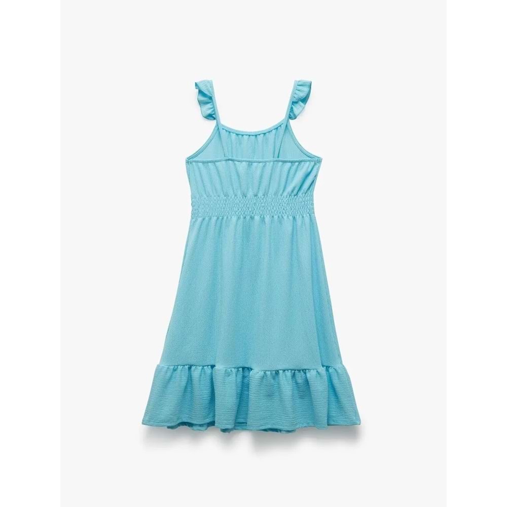 Kız Çocuk Fırfırlı Gipe Detaylı Askılı Midi Elbise 5SKG80011AK - KOTON - MAVİ - 7-8 YAŞ
