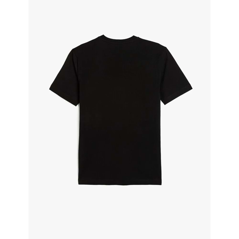 Pamuklu Kısa Kollu Bisiklet Yaka Basic Slim Fit Tişört 5SAM10345HK - KOTON - SİYAH - L