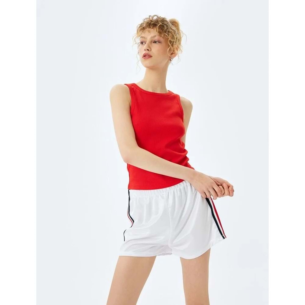 Bisiklet Yaka Kolsuz Slim Fit Basic Kadın Atlet 5SAL30043IK - KOTON - KIRMIZI - M