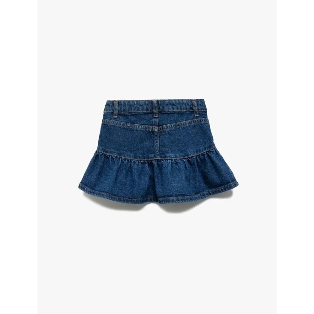 Kız Çocuk Pamuklu Fırfır Detaylı Denim Etek 5SKG70011AD - KOTON - ORTA İNDİGO - 5-6 YAŞ