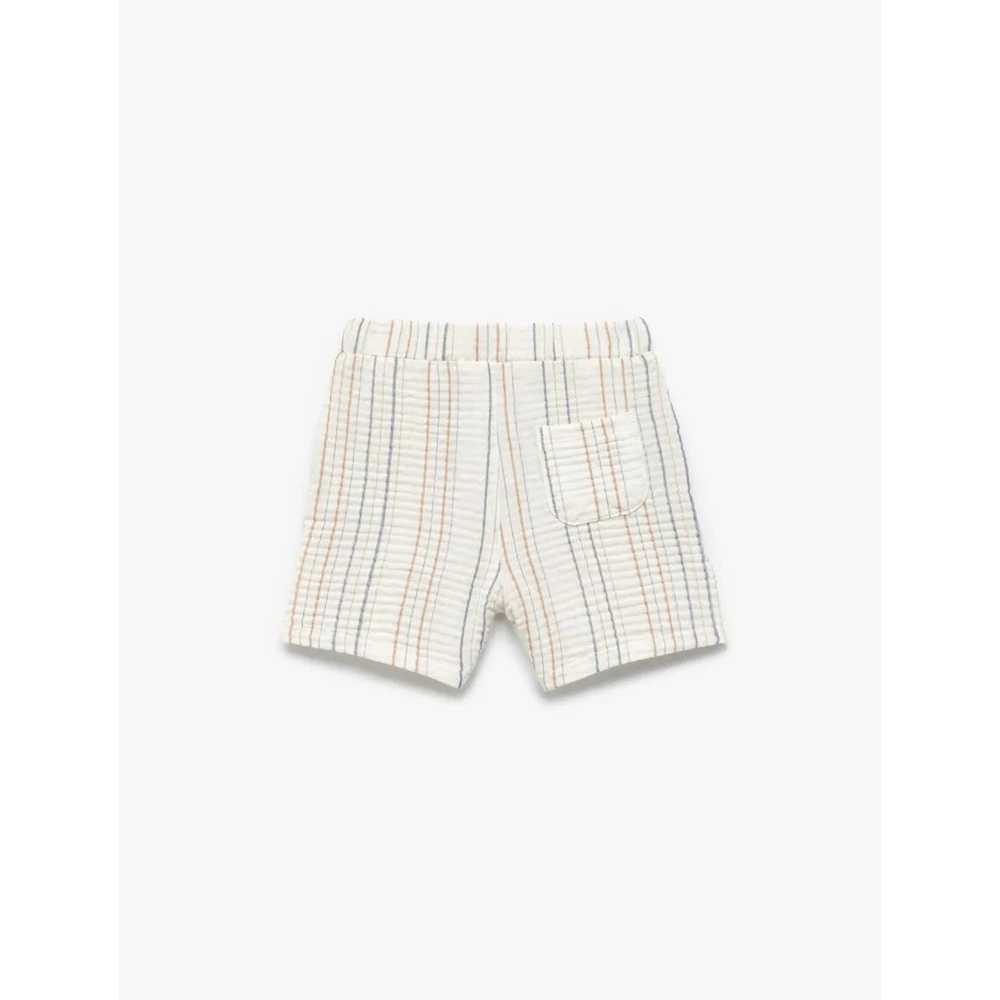 Erkek Bebek Pamuklu Düğme Detaylı Çizgili Müslin Şort 5SMB40090TW - KOTON - EKRU - 3-4 YAŞ