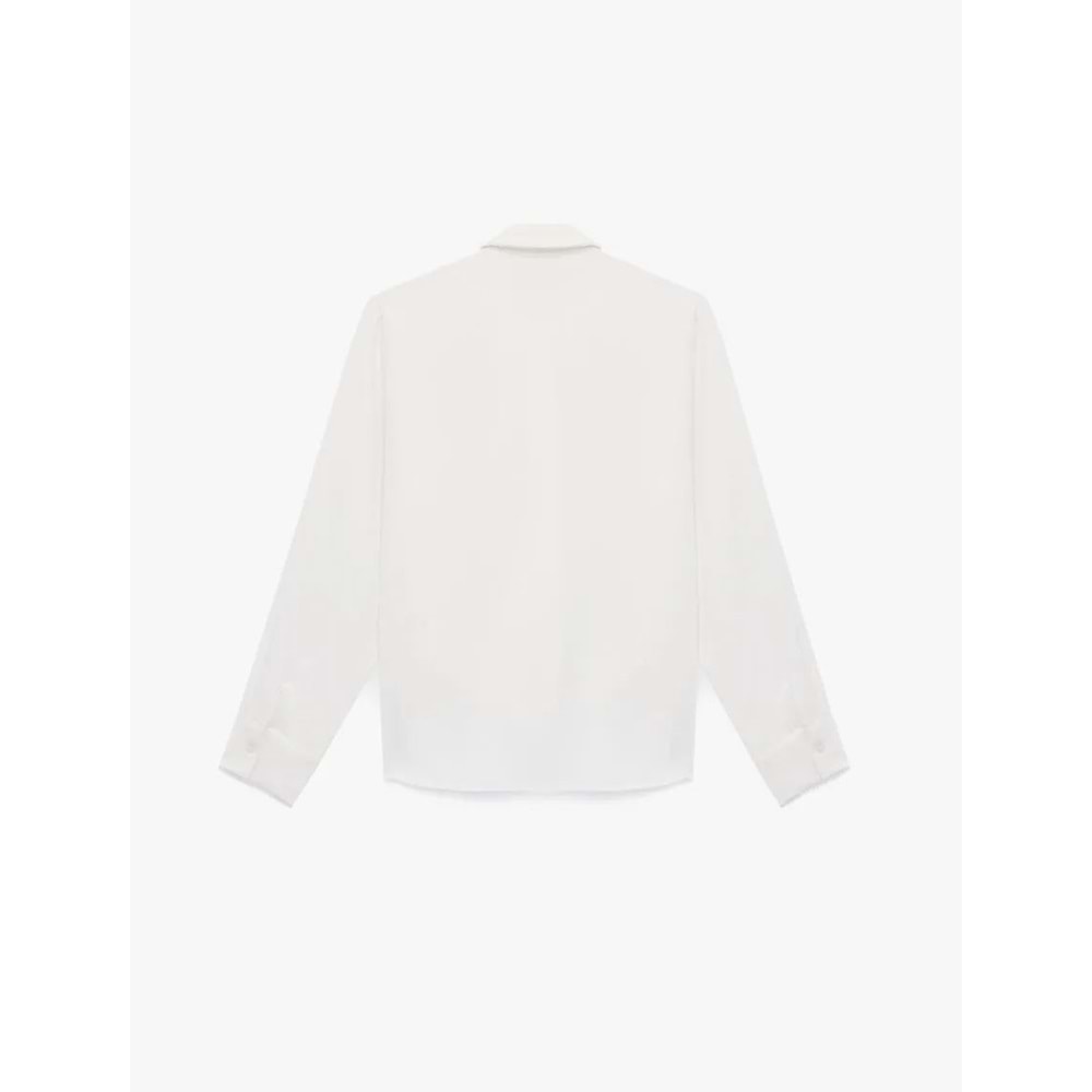 Regular Fit Uzun Kollu Düğmeli Klasik Yaka Volanlı Gömlek 6SAK60288UW - KOTON - EKRU - 34