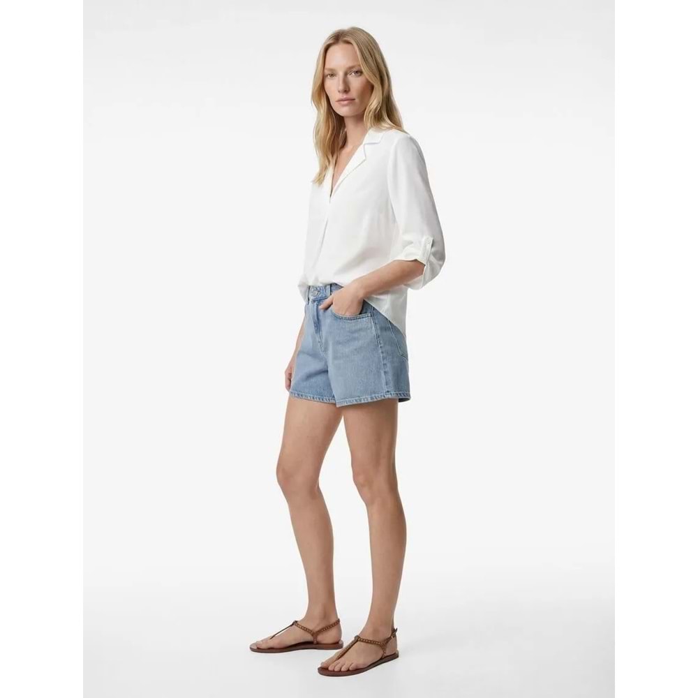 Kolları Katlama Detaylı Uzun Kollu Saten Bluz 6SAK60094PW - KOTON - KIRIK BEYAZ - 38