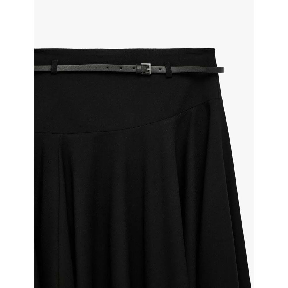 Yüksek Bel Kemer Detaylı Kloş Midi Etek 6SAK70132UW - KOTON - 36