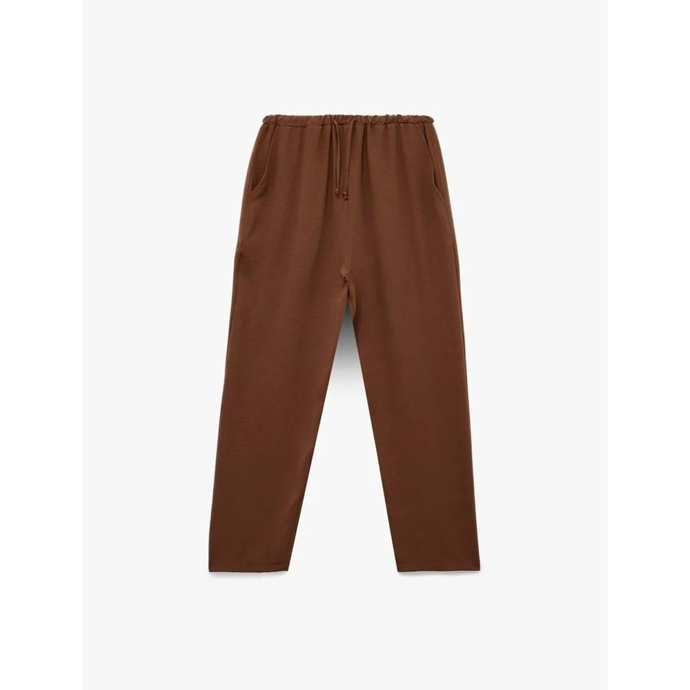 Aerobin Kumaş Beli Bağcıklı Cepli Havuç Pantolon - 5SAK40052EW - KAHVERENGİ - 38