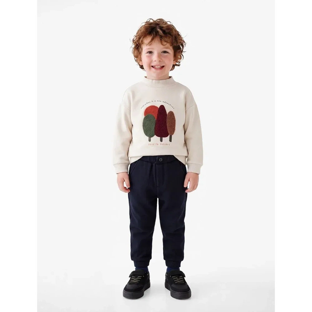 Erkek Bebek Düğmeli Beli Lastikli Cepli Jogger Eşofman Altı - 7WMB40012TK