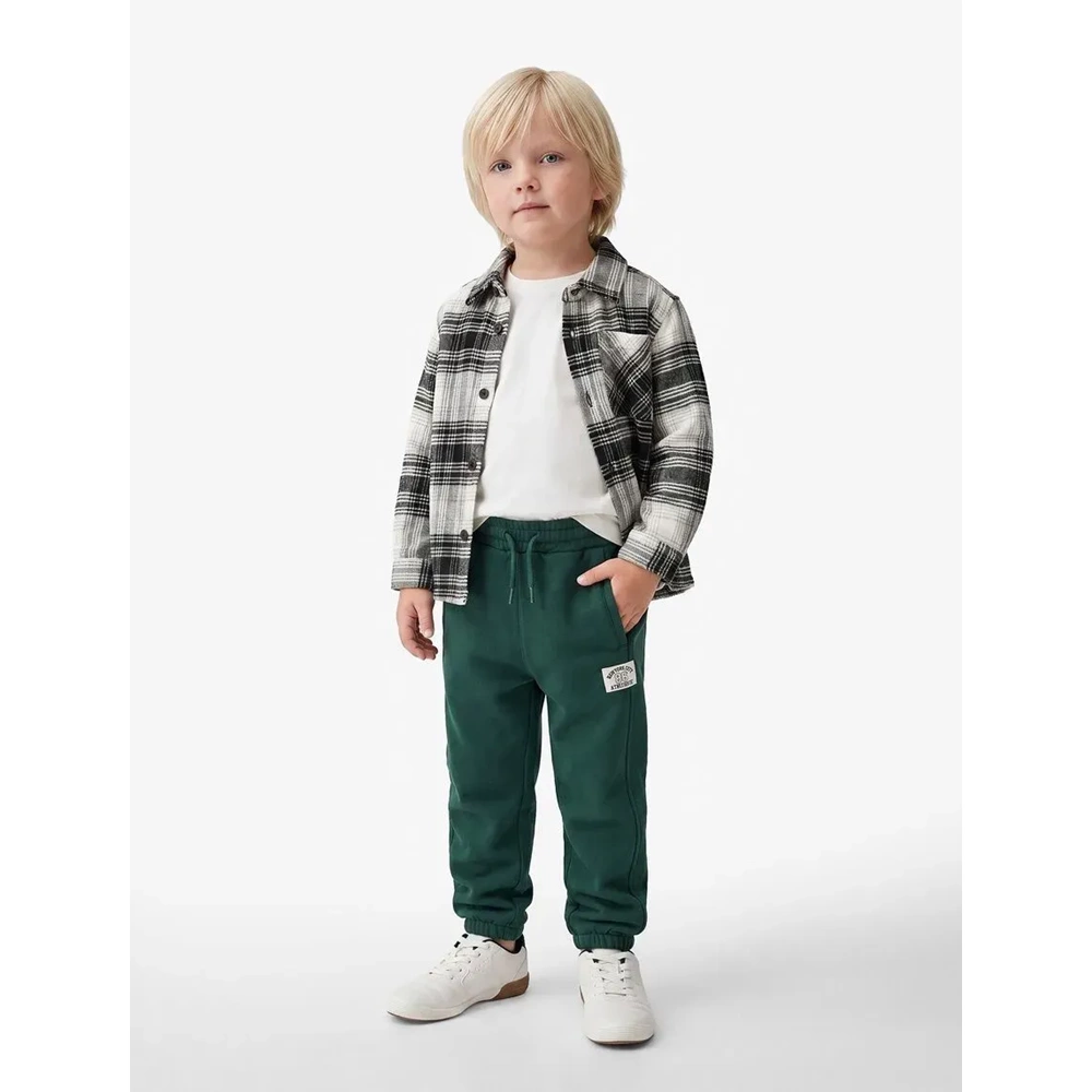 Erkek Bebek Pamuklu Beli Lastikli Oversize Jogger Eşofman Altı - 7WMB40043TK