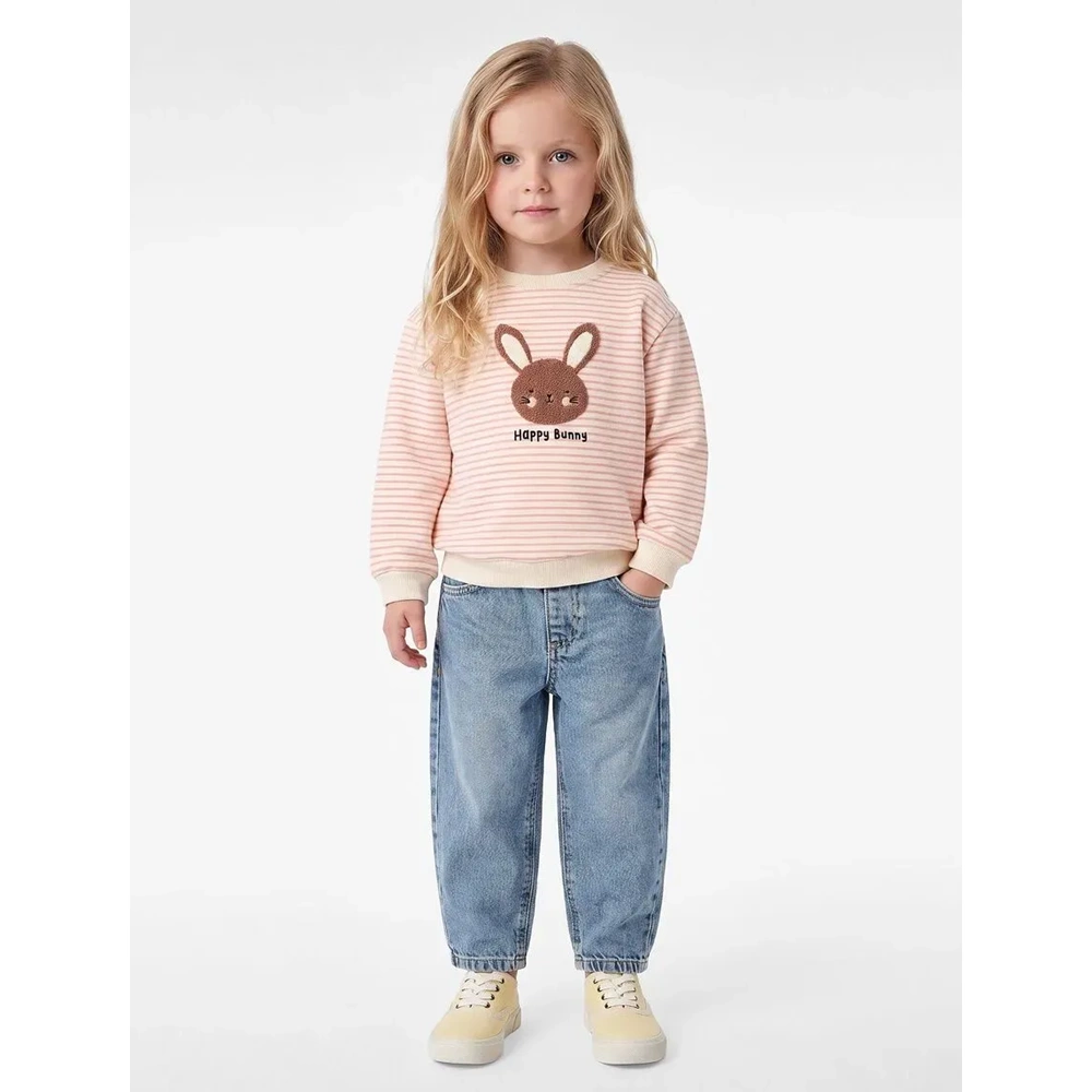 Kız Bebek Şardonlu Çizgili Sweatshirt - 7WMG10026AK