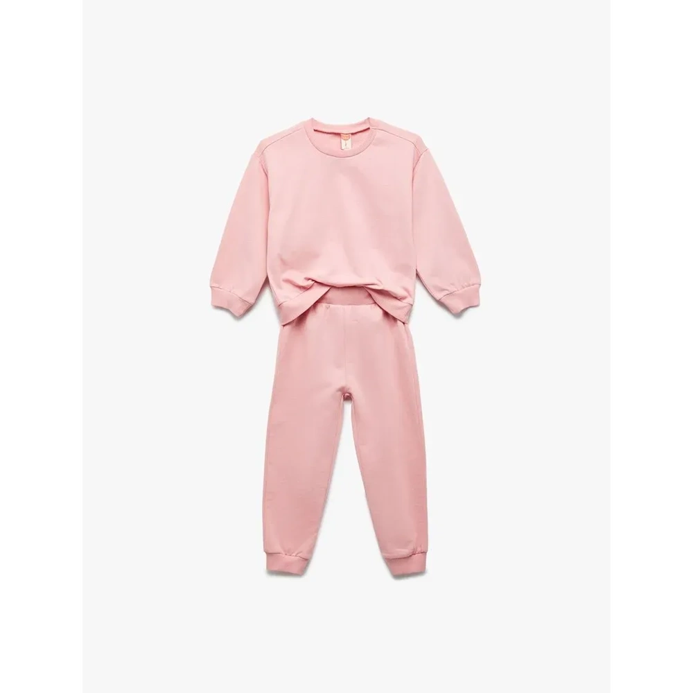 Kız Bebek Şardonlu Bisiklet Yaka Uzun Kollu Basic Eşofman Takımı - 7WMG10032AK
