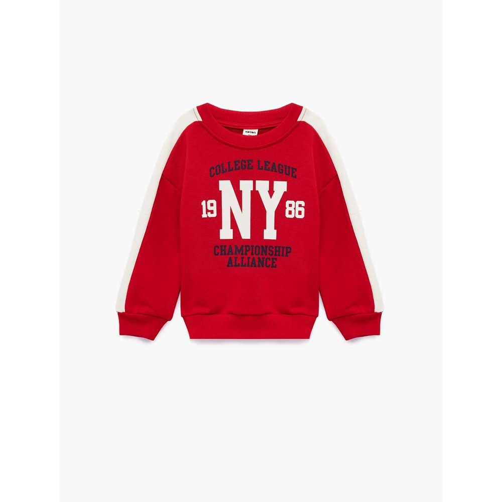 Erkek Bebek Pamuklu Uzun Kollu Bisiklet Yaka Baskılı Sweatshirt 7WMB10054TK - KOTON - KIRMIZI - 3-4 YAŞ - ST00012395-475790