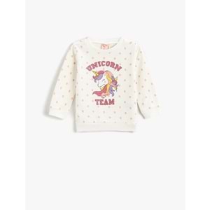 Kız Bebek Giyim Sweatshirt 3WMG10010AK Ekru Desen