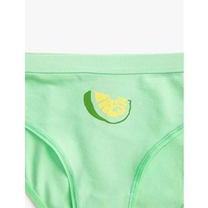 Kadın İç Giyim Pamuklu Brief Külot Baskılı 3SLK30054MK Fıstık Yeşili
