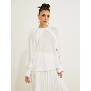 Kadın Giyim Bluz 3SAK60112CW Kırık Beyaz