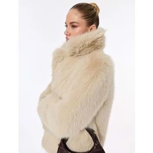 Kadın Giyim Suni Kürk Kaban Kruvaze Uzun Kollu - KOTON - 6WAK00009EW - BEJ - 34