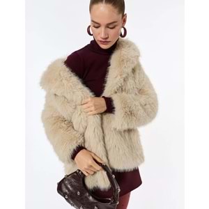 Kadın Giyim Suni Kürk Kaban Kruvaze Uzun Kollu - KOTON - 6WAK00009EW - BEJ - 34