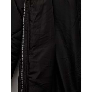 Kadın Giyim Kapüşonlu Fermuarlı Uzun Kollu Su İtici Ekstra Uzun Kapitone Oversize Şişme Anorak Mont - KOTON - 6WAK00011EW - SİYAH - 34