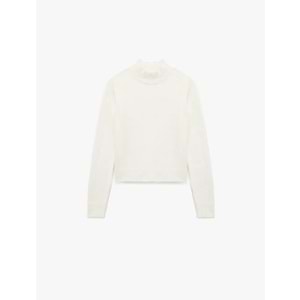 Kadın Giyim Yumuşak Dokulu Dik Yaka Uzun Kollu Triko Kazak - KOTON - 6WAK90026HT - EKRU - M