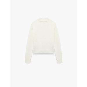 Kadın Giyim Yumuşak Dokulu Dik Yaka Uzun Kollu Triko Kazak - KOTON - 6WAK90026HT - EKRU - M