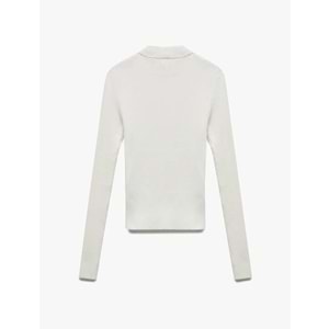 Kadın Giyim Hafif Dik Yaka Uzun Kollu Triko Kazak - KOTON - 6WAK90032HT - EKRU - S