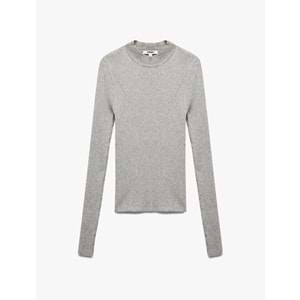 Kadın Giyim Hafif Dik Yaka Uzun Kollu Triko Kazak - KOTON - 6WAK90032HT - GRİ - M