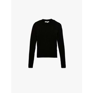 Kadın Giyim Hafif Dik Yaka Uzun Kollu Triko Kazak - KOTON - 6WAK90032HT - SİYAH - M