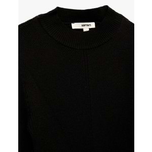 Kadın Giyim Hafif Dik Yaka Uzun Kollu Triko Kazak - KOTON - 6WAK90032HT - SİYAH - S