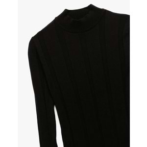 Kadın Giyim Dik Yaka Uzun Kollu Triko Kazak - KOTON - 6WAK90036HT - SİYAH - XL