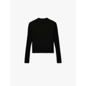 Kadın Giyim Uzun Kollu Dik Yaka Triko Kazak - KOTON - 6WAK90092HT - SİYAH - M