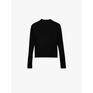 Kadın Giyim Uzun Kollu Dik Yaka Triko Kazak - KOTON - 6WAK90092HT - SİYAH - XL