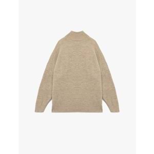 Kadın Giyim Oversize Uzun Kollu Dik Yaka Triko Kazak - KOTON - 6WAK90167HT - VİZON - XS
