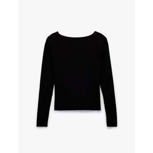 Kadın Giyim Aksesuarlı Pencere Detaylı Triko Kazak - KOTON - 6WAK90508HT - SİYAH - XS