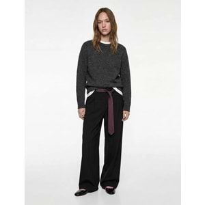 Kadın Giyim Uzun Kollu Bisiklet Yaka Dikiş Detaylı Basic Triko Kazak - KOTON - 6WAL90129HT - ANTRASİT - L