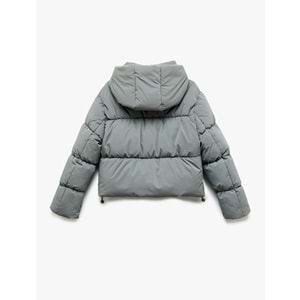 Kadın Giyim Cep Detaylı Fermuarlı Kapitone Su İtici Şişme Mont - KOTON - 6WAL20023IW - GRİ - 42