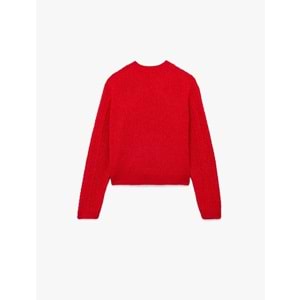 Kadın Giyim Saç Örgüsü Detaylı Triko Kazak - KOTON - 6WAL90039HT - KIRMIZI - XS