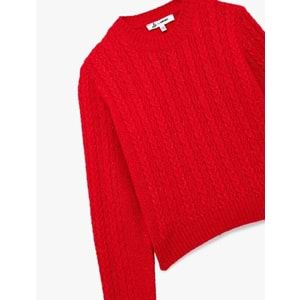 Kadın Giyim Saç Örgüsü Detaylı Triko Kazak - KOTON - 6WAL90039HT - KIRMIZI - XS