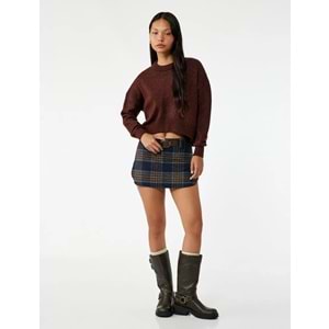 Kadın Giyim Asimetrik Kesim Triko Kazak - KOTON - 6WAL90041HT - KAHVERENGİ - S