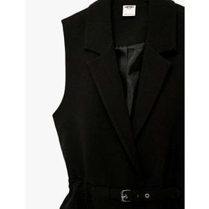 Kadın Giyim Regular Fit Kolsuz Kemerli Kruvaze Yaka Yelek - KOTON - 6SAK20009UW - SİYAH - 34
