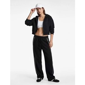 Kadın Giyim Yüksek Bel Cepli Biyeli Spor Oversize Geniş Paça Eşofman Altı - KOTON - 6SAK40127NK - SİYAH - S