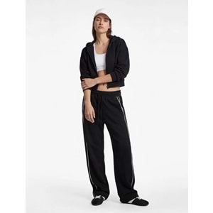 Kadın Giyim Yüksek Bel Cepli Biyeli Spor Oversize Geniş Paça Eşofman Altı - KOTON - 6SAK40127NK - SİYAH - S