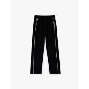 Kadın Giyim Yüksek Bel Cepli Biyeli Spor Oversize Geniş Paça Eşofman Altı - KOTON - 6SAK40127NK - SİYAH - S