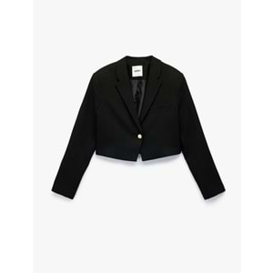 Kadın Giyim Uzun Kollu Kruvaze Düğmeli Crop Blazer Ceket - KOTON - 6SAK50023PW - SİYAH - 40