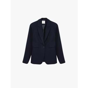 Kadın Giyim Düğmeli Cepli Geniş Yaka Krep Blazer Ceket - KOTON - 6SAK50039UW - LACİVERT - 34