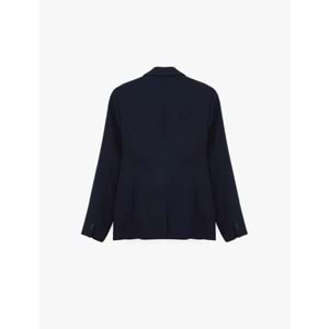 Kadın Giyim Düğmeli Cepli Geniş Yaka Krep Blazer Ceket - KOTON - 6SAK50039UW - LACİVERT - 34