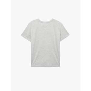 Kadın Giyim Kısa Kollu Bisiklet Yaka Baskı Detaylı Tişört - KOTON - 6SAK50137EK - GRİ MELANJ - S