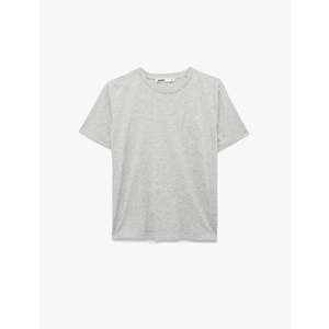 Kadın Giyim Kısa Kollu Bisiklet Yaka Baskı Detaylı Tişört - KOTON - 6SAK50137EK - GRİ MELANJ - S