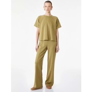 Kadın Giyim Modal Kumaş Kısa Kollu Bisiklet Yaka Tişört - KOTON - 6SAK50243EK - YEŞİL - M