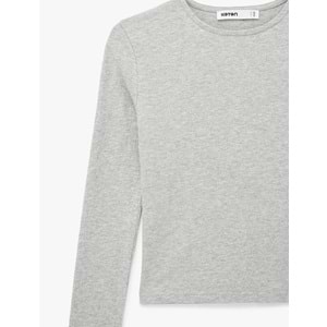 Kadın Giyim Slim Fit Uzun Kollu Bisiklet Yaka Basic Tişört - KOTON - 6SAK50342EK - GRİ - M